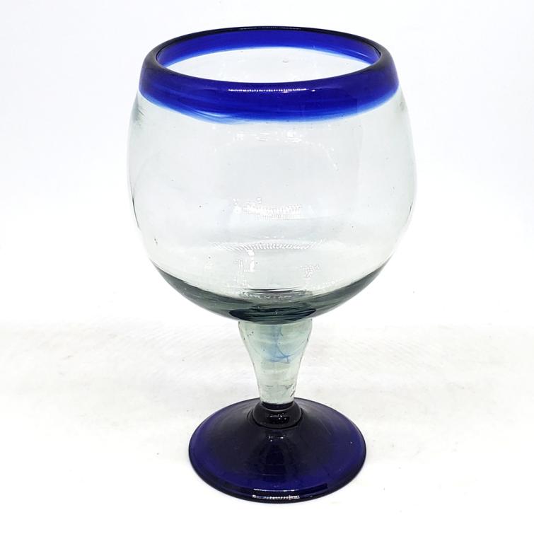 New Items / Cobalt Blue Rim 24 oz Shrimp Cocktail Chabela Glasses  / These 'Chabela' glasses are used all over Mexican beaches to serve cold shrimp cocktail or Micheladas. Their name comes from a woman named Chabela, whose exhuberant curves were similar to those in the glass.